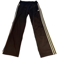 Adidas Youth Athletic Track Pants Black With White Stripes Size Medium