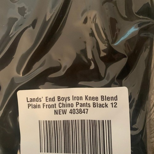 NWT LANDS' END BOYS IRON KNEE BLEND PLAIN FRONT CHINO PANTS BLACK 8S (SLIM) - Picture 6 of 16