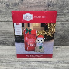 New Holiday Time Mailbox Dog Christmas Airblown Inflatable 3.5' Letters To Santa
