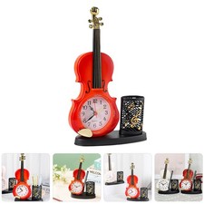  Figurine de violon, horloge de table avec porte-stylo, modèle de violon,