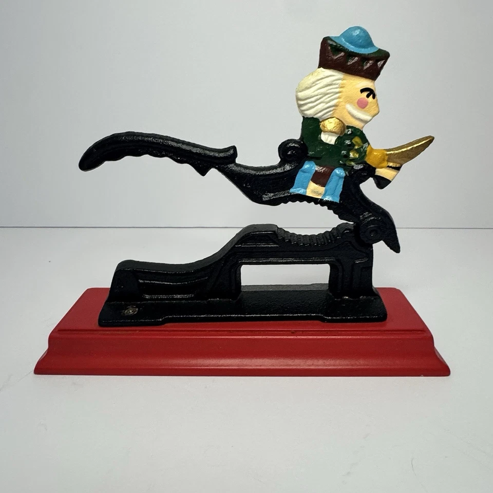 Vintage Cast Iron Nut Cracker Wood Base Christmas Nutcracker Soldier Revolution - Image 3 of 4