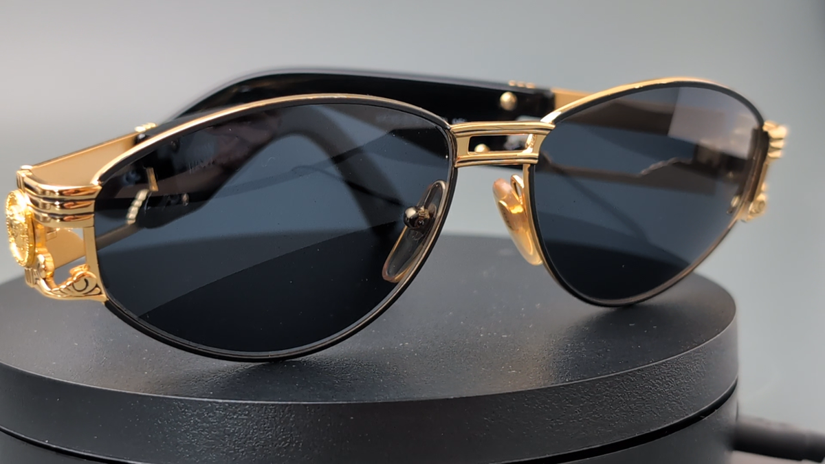 GIANNI VERSACE MOD S75 col.16L GOLD Black Men's SUNGLASSES Vintage