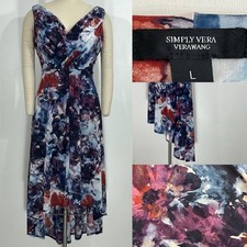Simple Vera Vera Wang Size L Multi Color Sleeveless High Low Dress