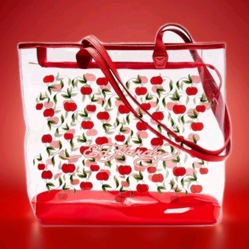 NWT Ed Hardy Red Cherry Zip Top Tote Bag Clear 17X15"Original Packaging.MSRP$159 - Picture 3 of 6