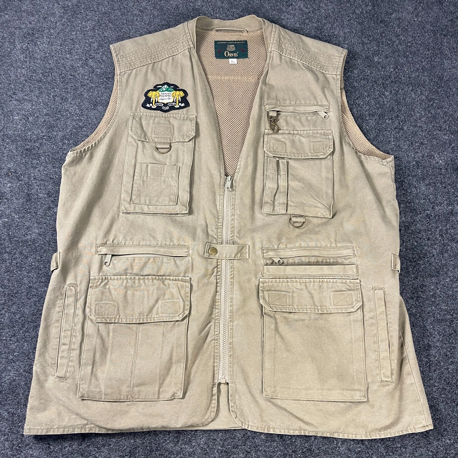 Vintage Orvis Utility Vest Mens Sz XL Outdoor Safari Patches Multi Pocket Travel