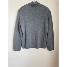 Heather Gray 100 2-ply Cashmere Turtleneck Sweater Womens Size Medium