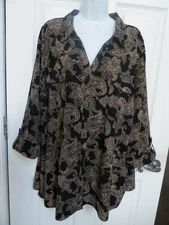 CATHERINE'S Plus Sz 3X Cuffed Front Pocket Blouse Office Career Professional