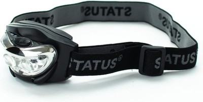 Status LED Stirnlampe Mehrzweck Schwarz Camping Lauflicht Batterien Neu