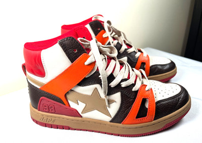 Sz 9 - BATHING APE BAPE Sta 93 Hi Red Orange Black Sneakers / New insoles added
