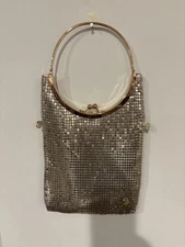 Olga Berg Gold Metal Mesh Handbag