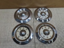 4 1957-1959 Ford Fairlane Ranchero 10.5 Dog Dish Hubcaps Wheel Covers White 4 1957-1959 Ford Fairlane Ranchero 10.5 Dog Dish Hubcaps Wheel Covers White