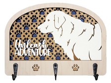 Golden Retriever Dog Leash Holder 8 1/4" W x 6" H Handcrafted Gift Dog Lovers