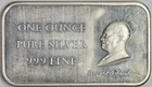 1975 1 oz .999 Fine Silver Madison Mint Dwight D Eisenhower Bar