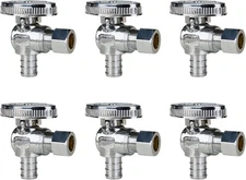 SUNGATOR 6-Pack Angle Stop Valve, 1/2" PEX x 3/8" OD Valve 6 Pack 