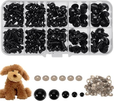100 Stück Sicherheitsaugen für Häkeltiere, 6/8/9/10/12mm Amigurumi Augen mit Un