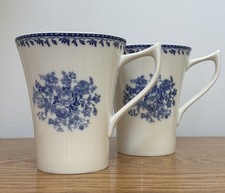 Coffee Mug Pair Luzerne Oneida Lancaster Garden&trade;  Blue & White Porcelain  13 oz