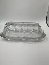 Crystal Clear Covered Butter Dish Swirl Pattern 