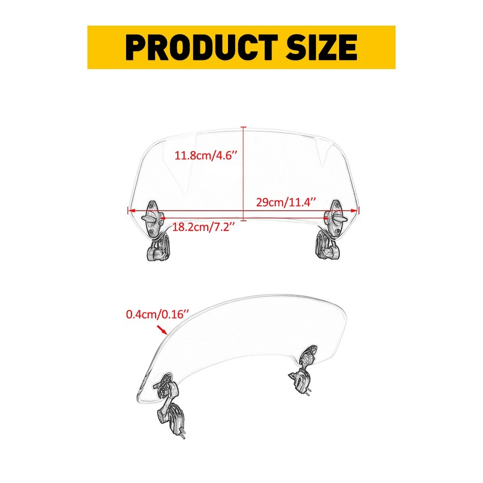 Para la mayoría de las motocicletas Deflector Parabrisas Parabrisas Alerón Extensión Clip S Foto 3 de 4