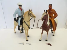 Vintage 1950's Hartland Plastics Lone Ranger & Tonto w/ Horses