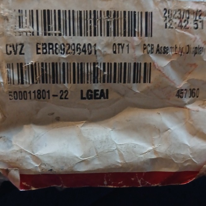 LG EBR89296401 Refrigerator Control Board PCB Assembly Replacement Part