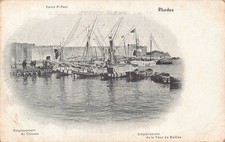 L549 Greece Rhodes St Paul Harbour ships boats vintage postcard