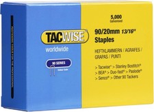 Tacwise 0307 Type 90 / 20 mm Galvanised Narrow Crown Staples, Pack of 5000 0.0030 per staple