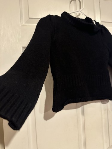 J. Crew Girls Medium Sweater Merino Wool Buttons Black - Picture 4 of 11
