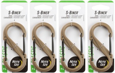 Nite Ize S-Biner Plastic Dual Carabiner #4 - Coyote (4-Pack)
