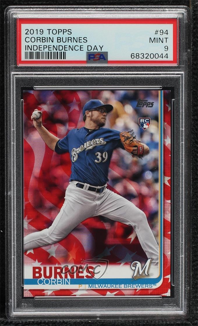 2019 Topps Independence Day 6/76 Corbin Burnes #94 PSA 9 MINT 0bi3