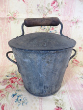 JOUET ANCIEN  PETITE LESSIVEUSE EN ZINC ET POIGNEE BOIS  POUPEE   Ø 15,5 cm DECO