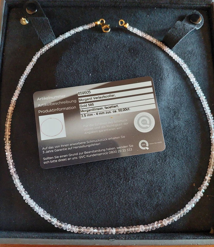 Morganit Verlaufscollier 585 Gold ungetragen