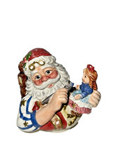 Santa Ceramic Figurine Painting A Toy 6in - Vintage - Read Details