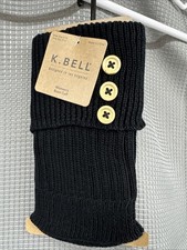 K.Bell Women's Boot Cuff with Button Accents - Black - Shoe Size 4 to 10 - New