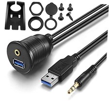 1M 3ft 3.5mm  USB 3.0 AUX Extension Mount Flush Cable, Dash  Panel 3 feet