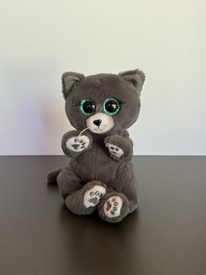 Ty Beanie Bellies Binx Grey Cat Plush Glitter Green Eyes 6 Stuffed Animal 2024