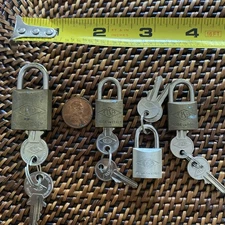 Vintage Solid Brass Cisa Padlocks 4 Mini Made In Italy With Keys