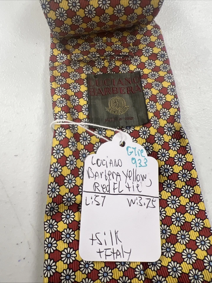 Corbata de cuello de seda floral amarilla Luciano Barberra para hombre $195 Foto 4 de 4