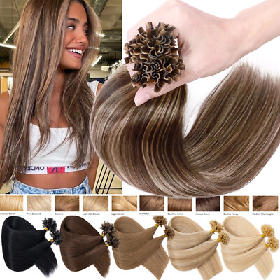 300 Strähnen Keratin Bonding Hair Extensions Remy Echthaar Haarverlängerung 0,5g