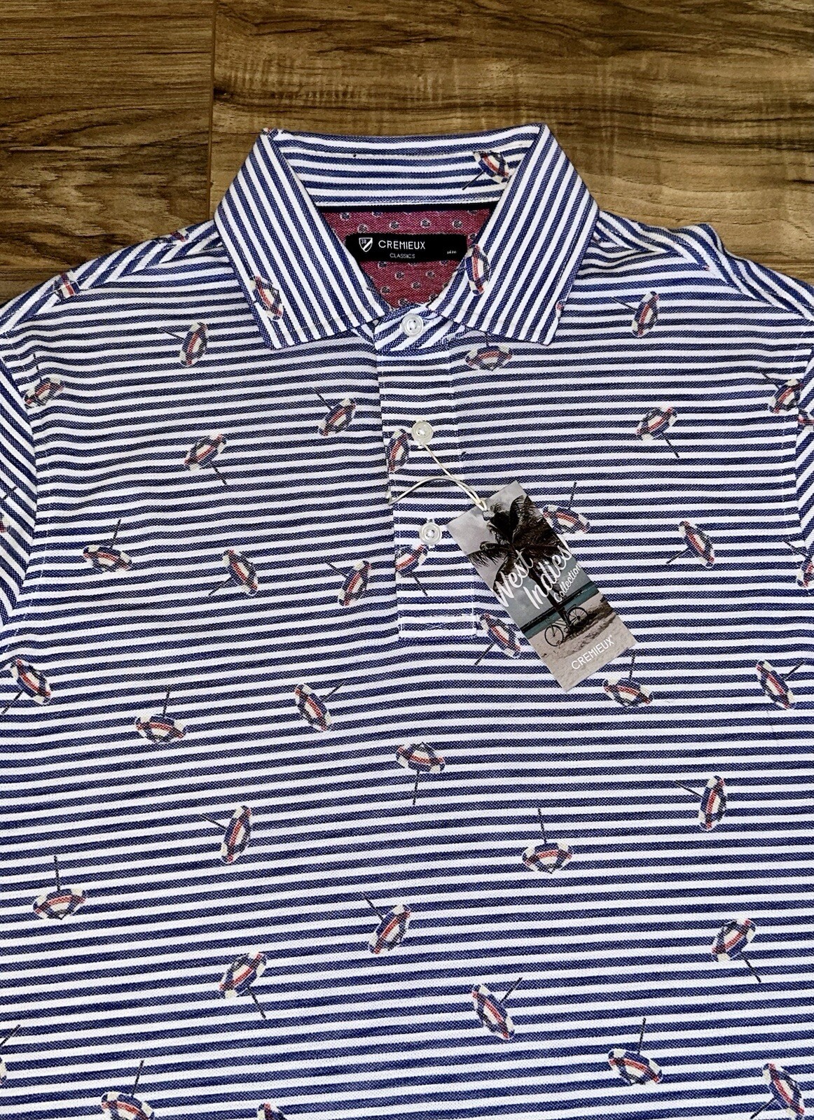 Cremieux Classics Short Sleeve Striped Men's Polo Shirt S Blue