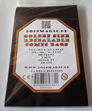 100 Docsmagic.de Resealable Golden Size Comic Bags 7-5/8"x 10-1/2"+ 1-1/2"Flap- 