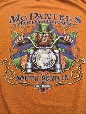 Harley Davidson T-Shirt Men’s L Crazy Leprechaun Lucky; Double Sided South Bend