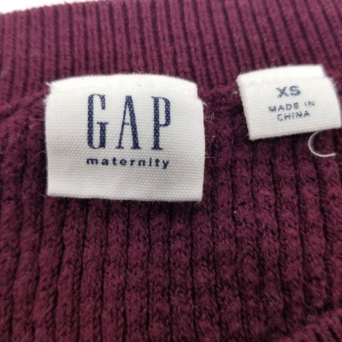 GAP Maternity Women's Knit Sweater Burgundy Crew Neck Long Sleeve Pullover XS - Picture 2 of 8