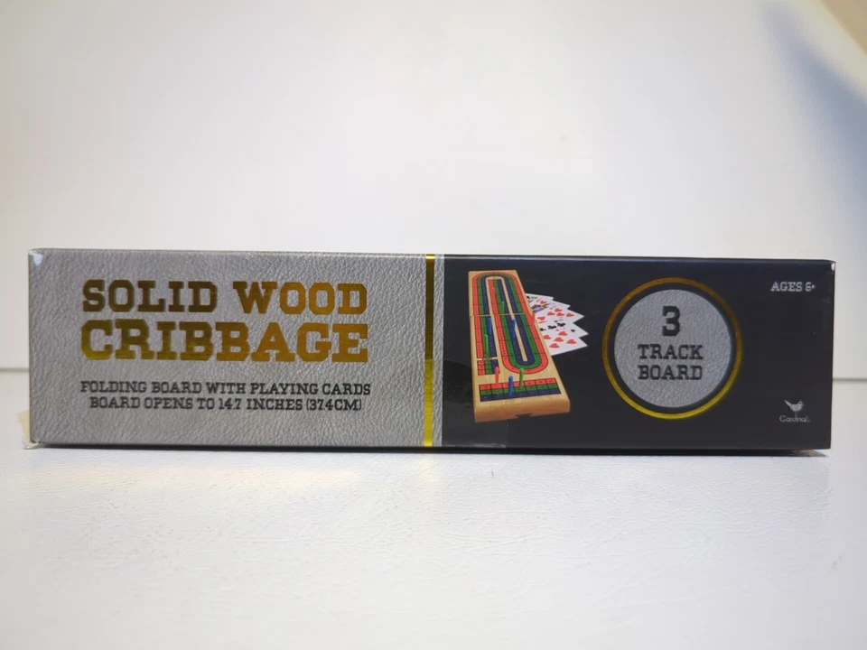 Cribbage Set Solid Wood Folding 3-Track Board with Playing Cards NEW in Shrink - Image 3 of 4
