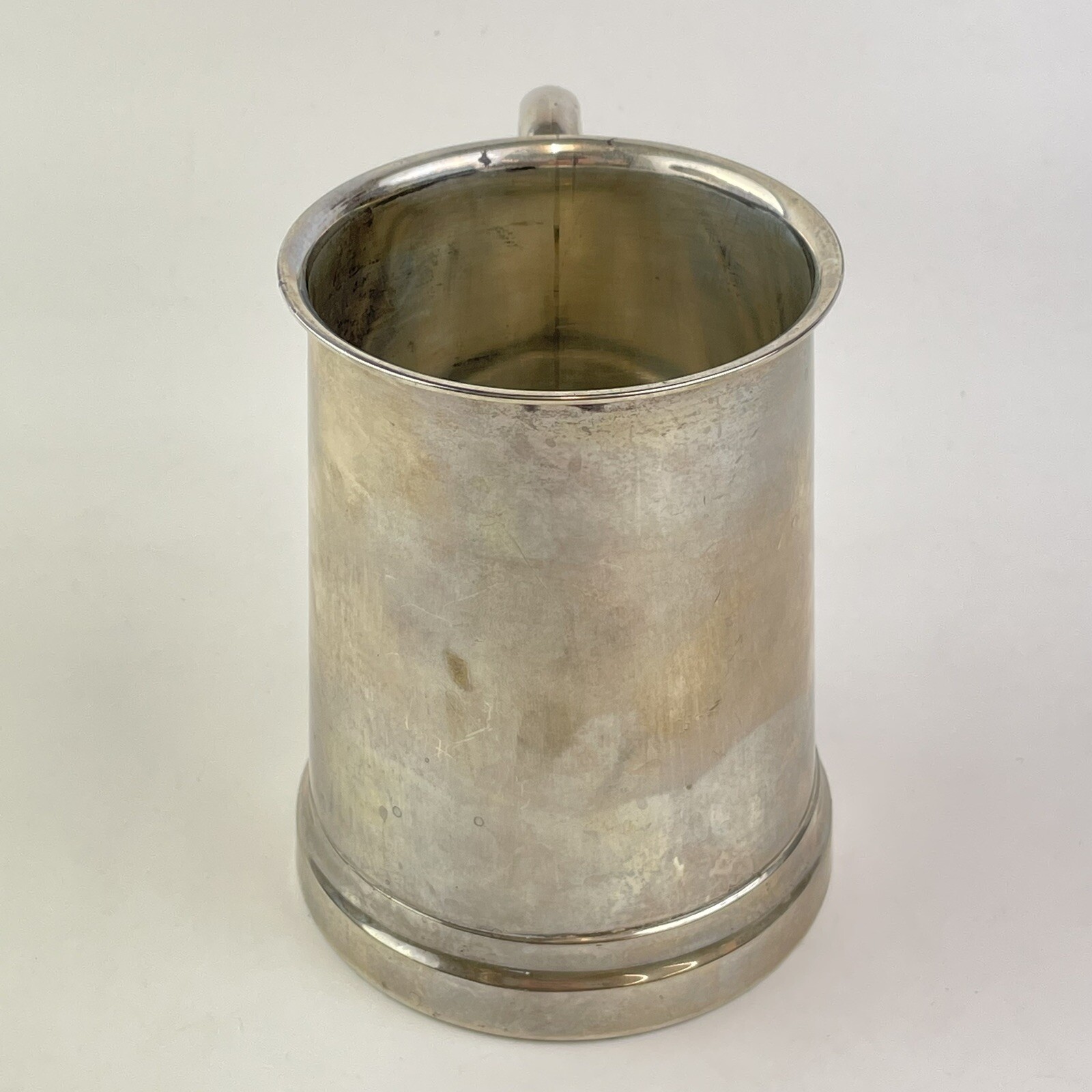 Antique Solid Silver Glass Bottom Pint Tankard Viner's Ltd 1937 12.5cm
