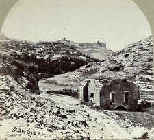 Jerusalem Ein Rogel Photographie Francis Frith c1860 Stereo Albumine Vintage 