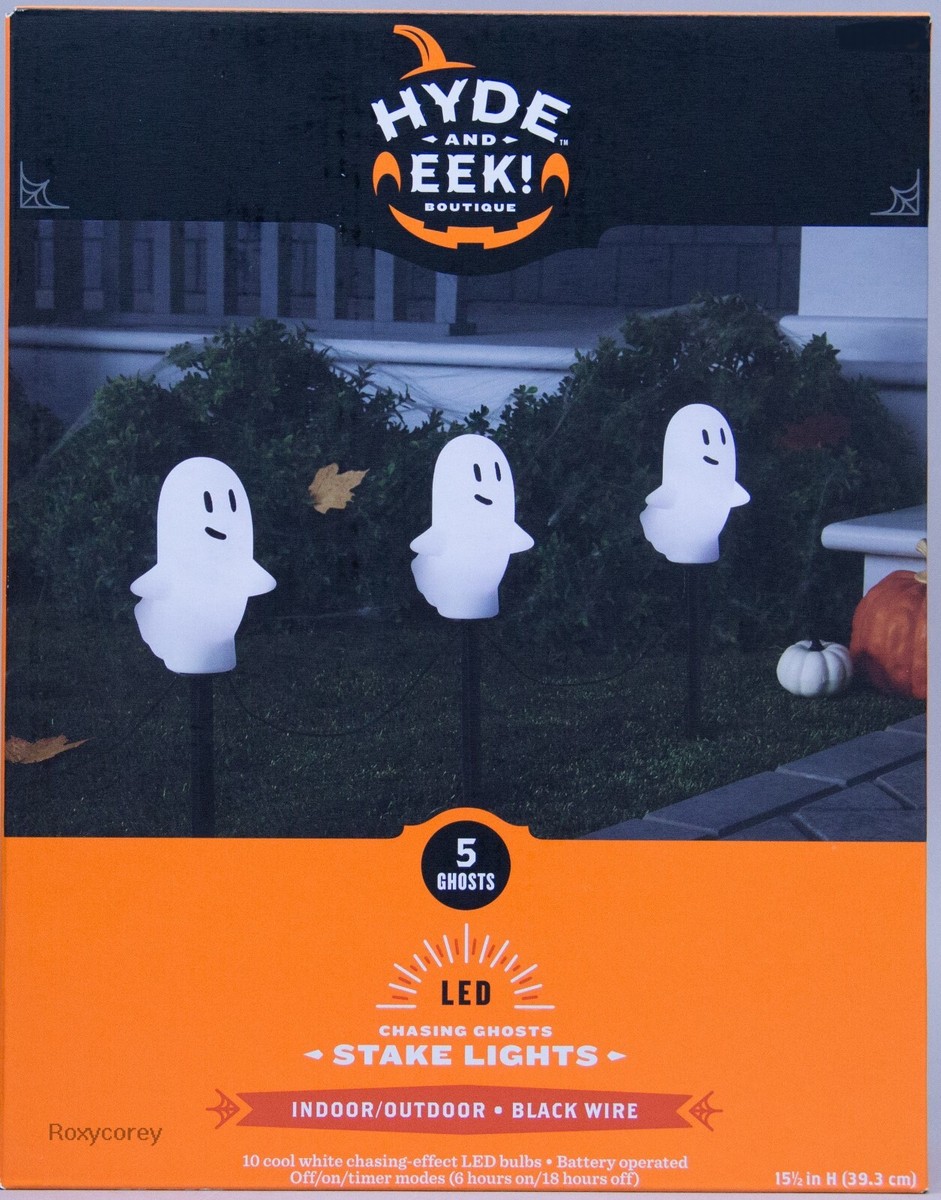 Halloween Hyde and Eek 5 Chasing Ghost Stake Lights Pathway