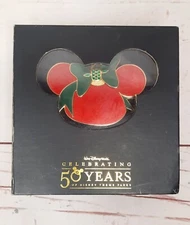 Disney Celebrating Fifty Years A Touch Of Cheer Mickey Ears Pin Badge Boxed LE