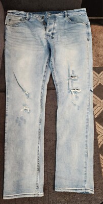 Ksubi Chitch Philly Jeans Mens 38 Blue Slim Tapered Fit Stretch Denim Distressed