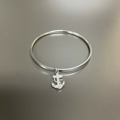 Stainless Steel Anchor Rhinestones Women's Fashion Bangle Charm Bracelet NWOT