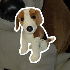 Fao Schwarz Realistic Beagle Dog Plush Stuffed Animal 13 Inch Collar Stiff Sits